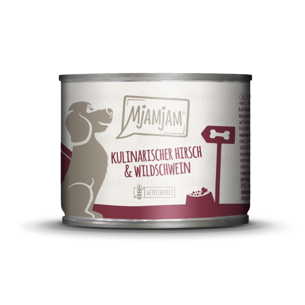 Mjamjam Hund Kulinarischer Hirsch mit Wildschwein