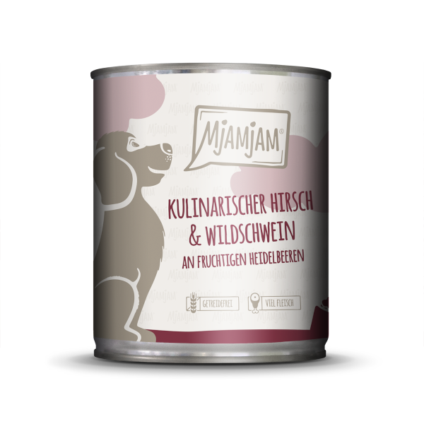 Mjamjam Hund Kulinarischer Hirsch mit Wildschwein